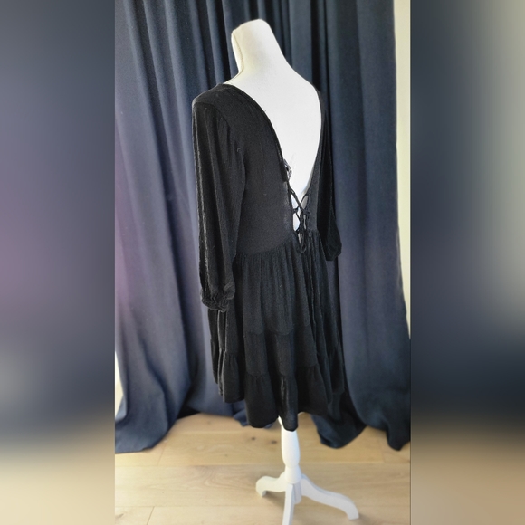 CATCH ME | Black Swing Tiered Boho Gypsy Dress - Picture 6 of 12